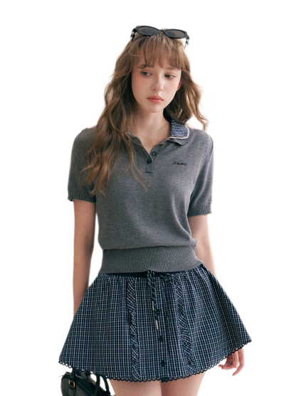 Wool Blend Plaid Skirt Set