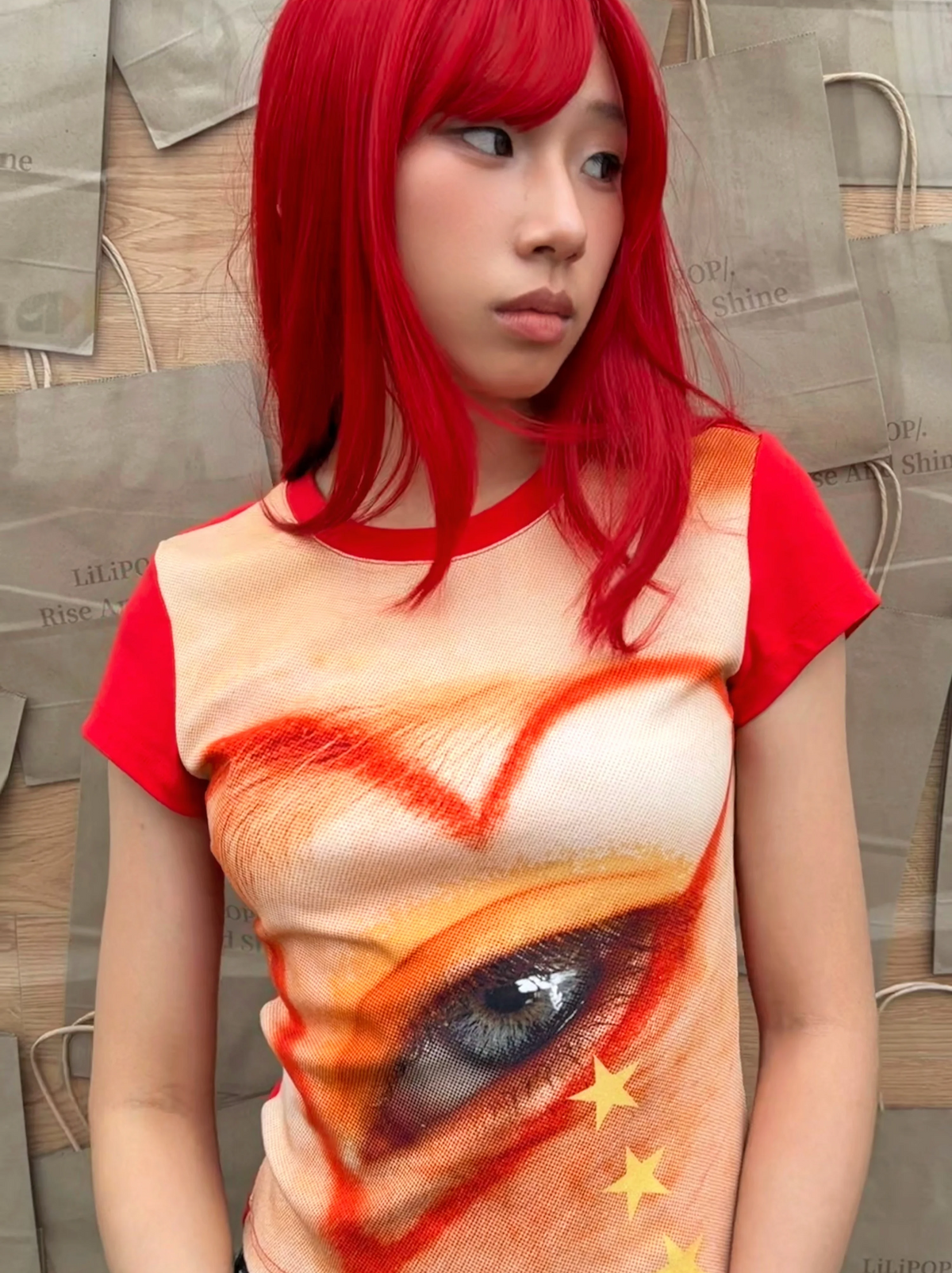 Camiseta ajustada de algodón con estampado gráfico