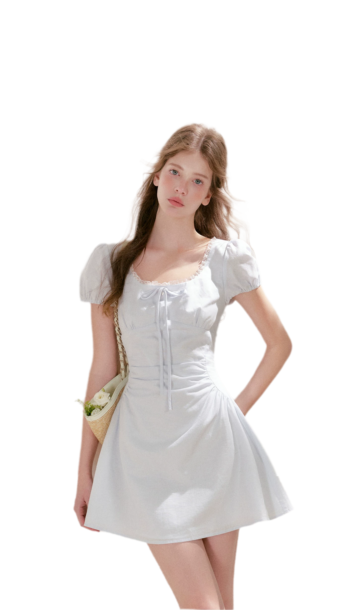 Linen Cotton Puff Sleeve Dress