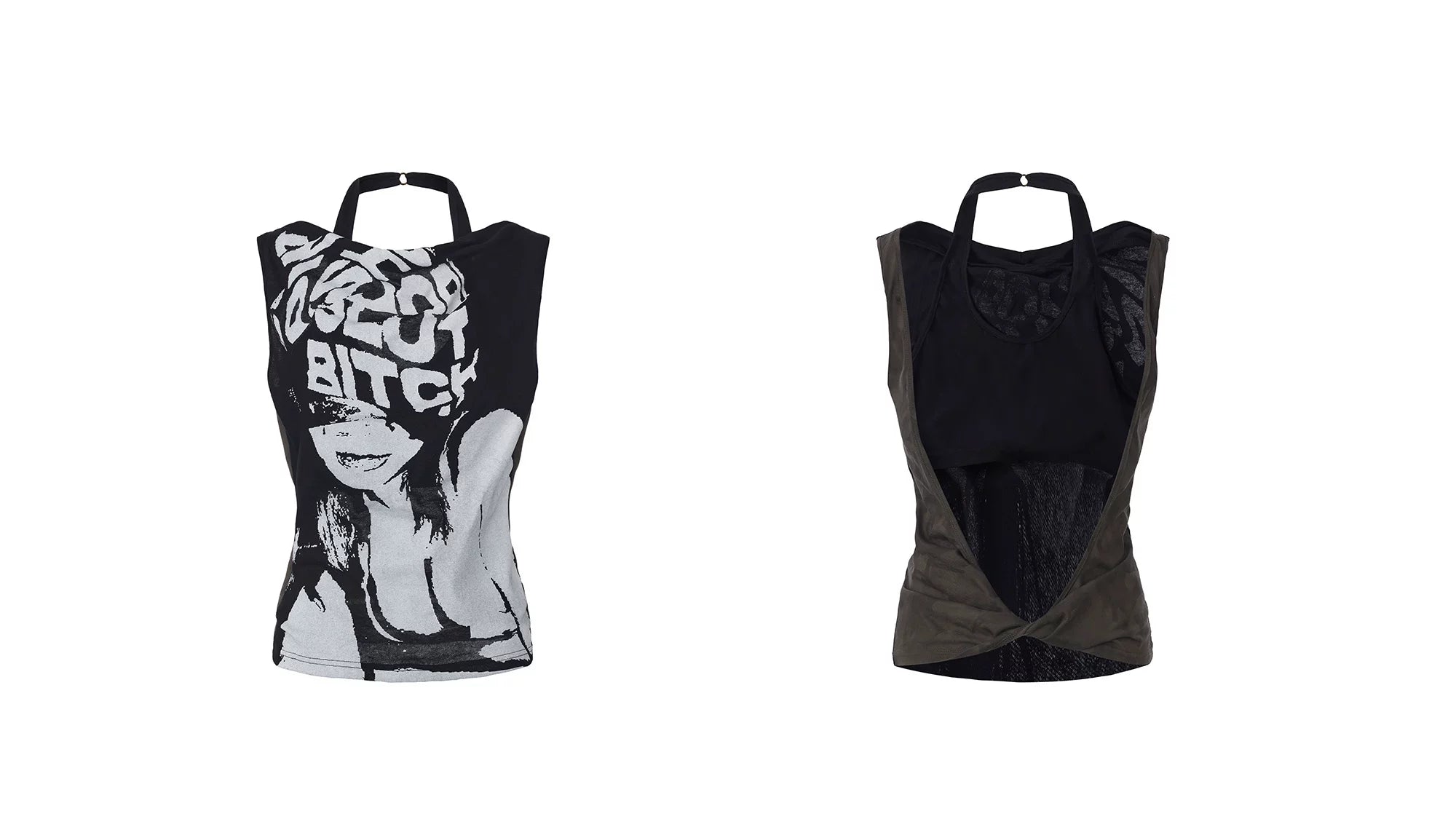 Punk Grunge Reversible Halter Vest