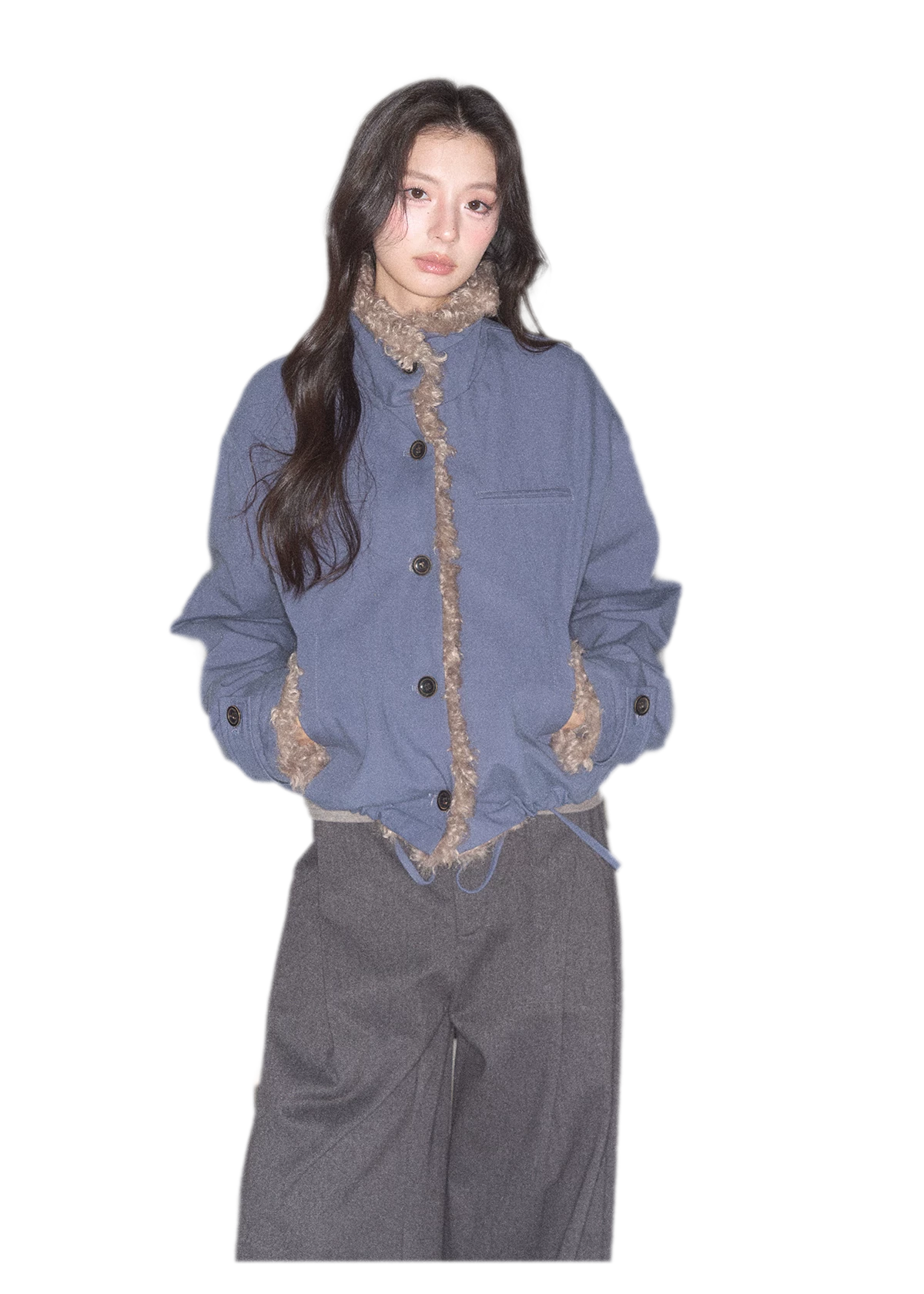 Faux Lamb-Wool Patchwork Jacket
