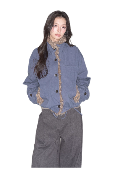 Faux Lamb-Wool Patchwork Jacket