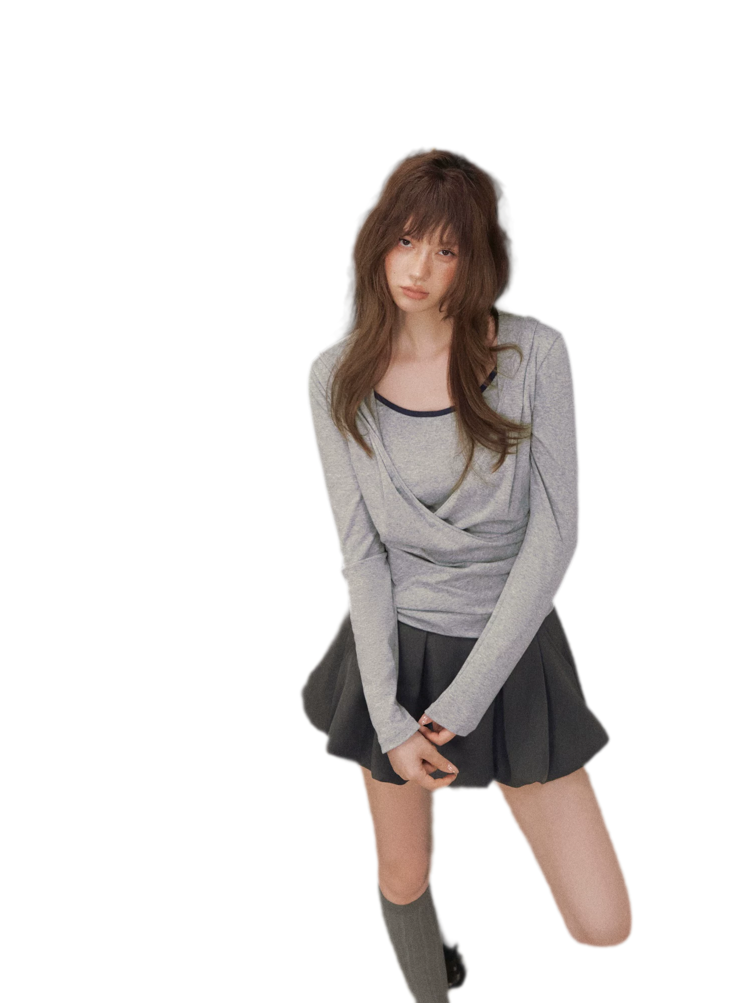 Cross Hooded Long Sleeve Top