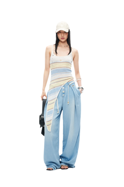 Tencel Denim Loose Wide-Leg Pants