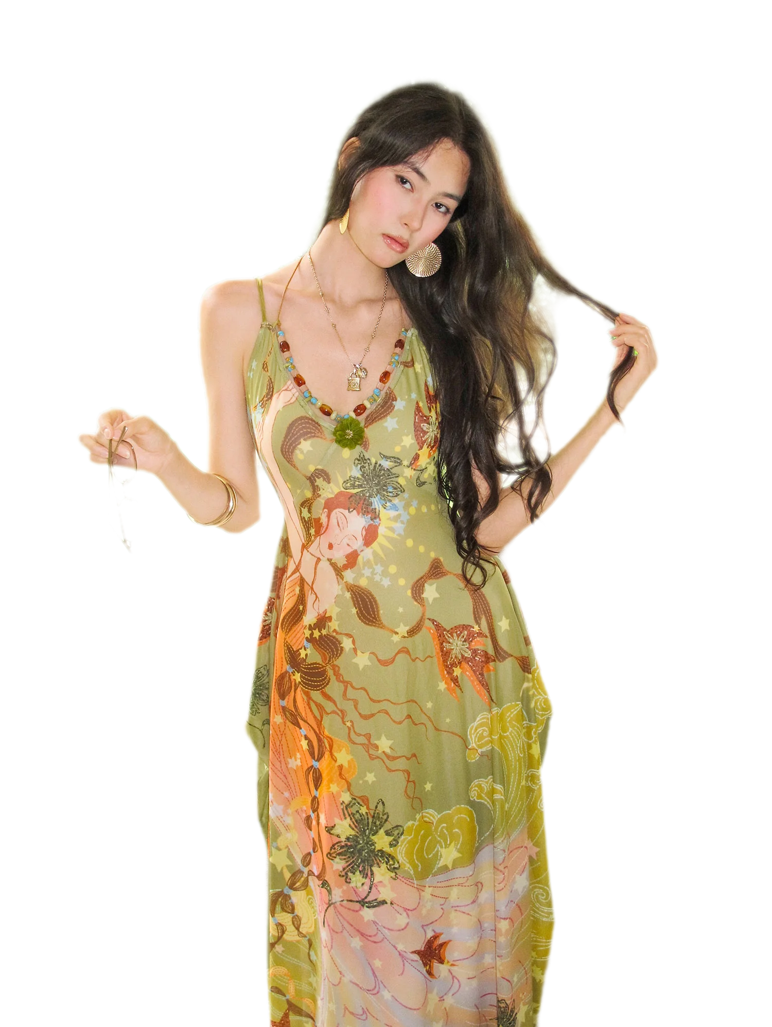 Beaded Floral Cami Dress