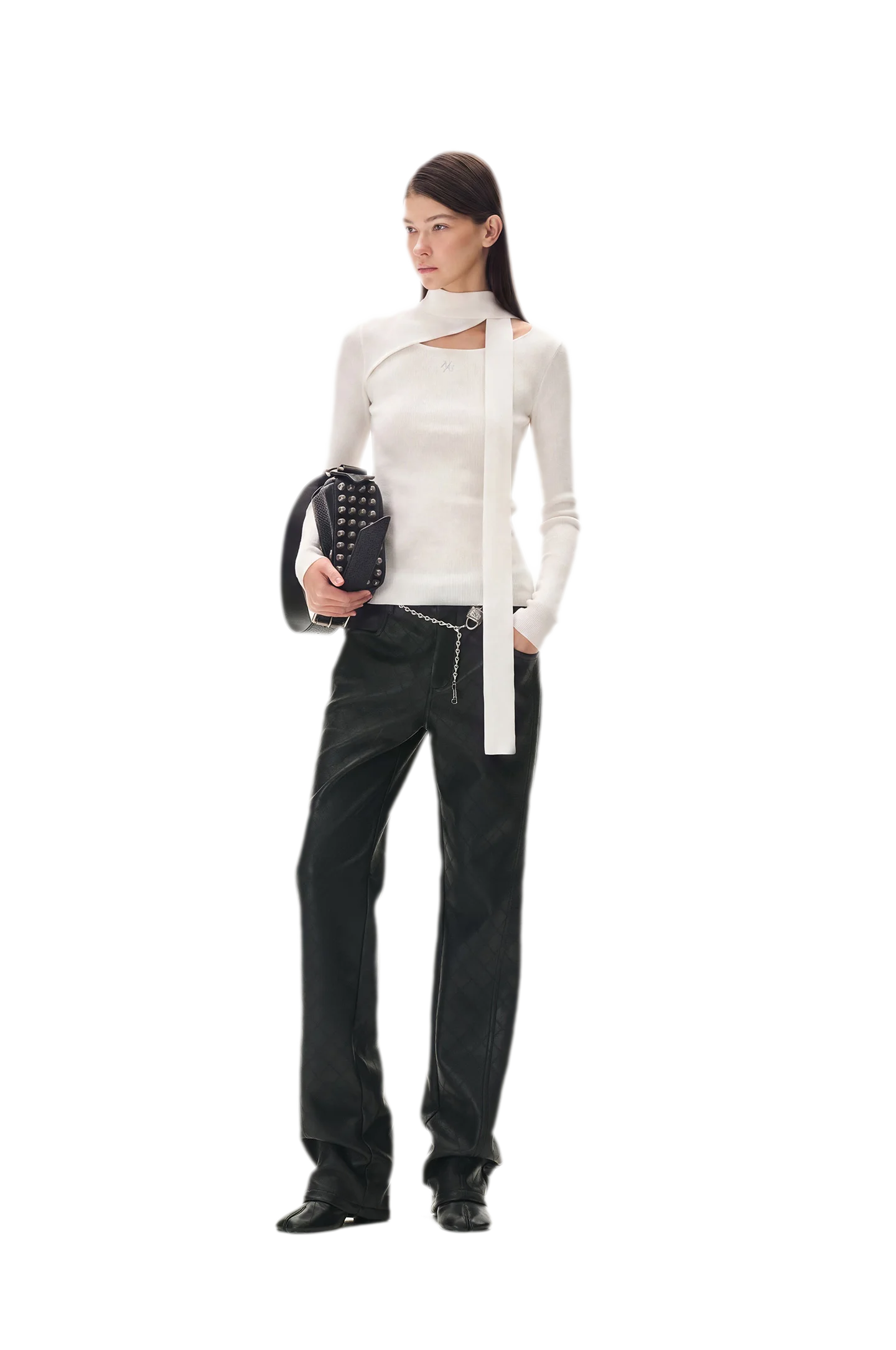 Diamond-Quilted Straight-Leg Pants