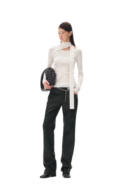 Diamond-Quilted Straight-Leg Pants