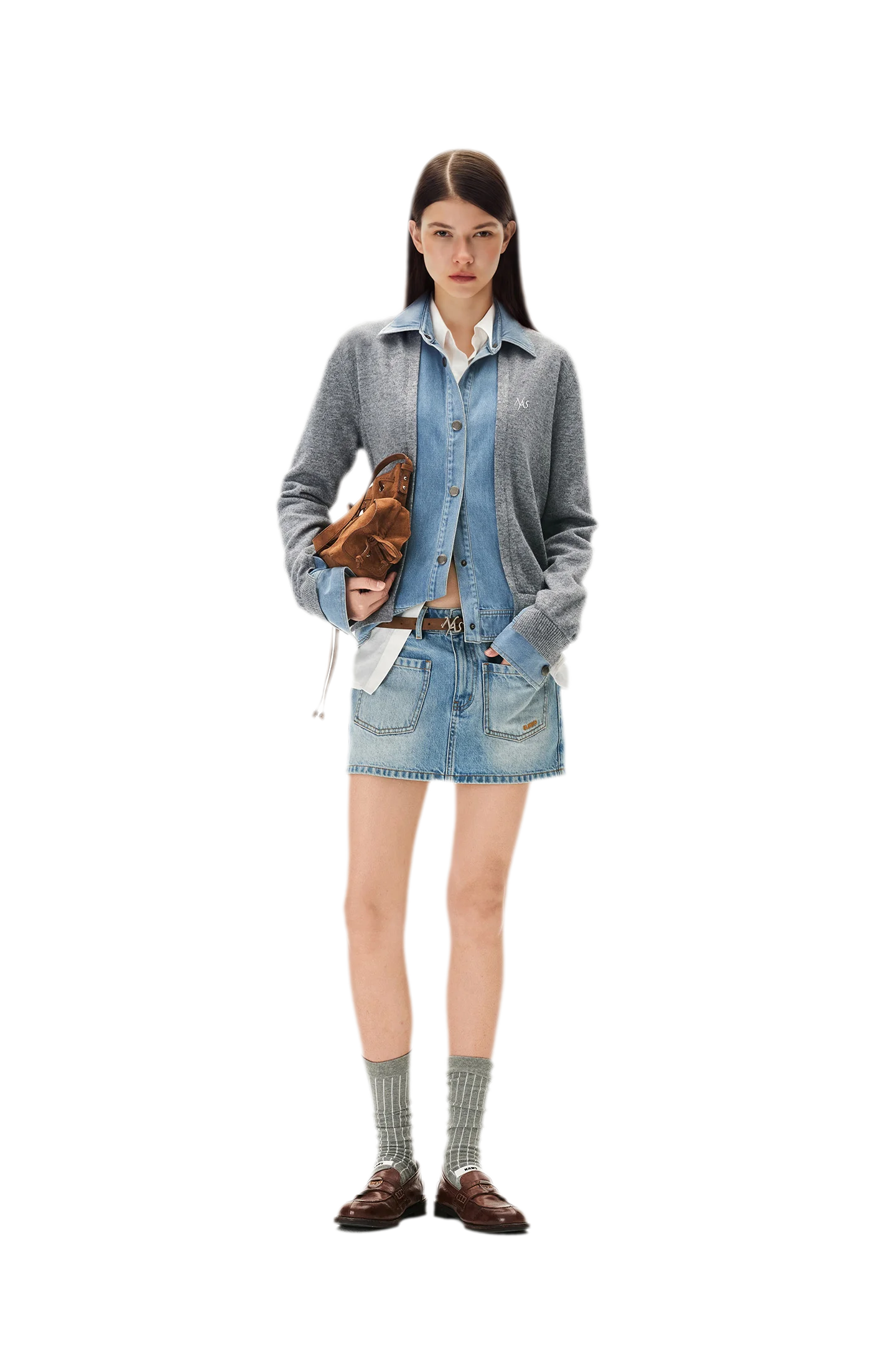 Wool Contrast Lapel Knit Cardigan