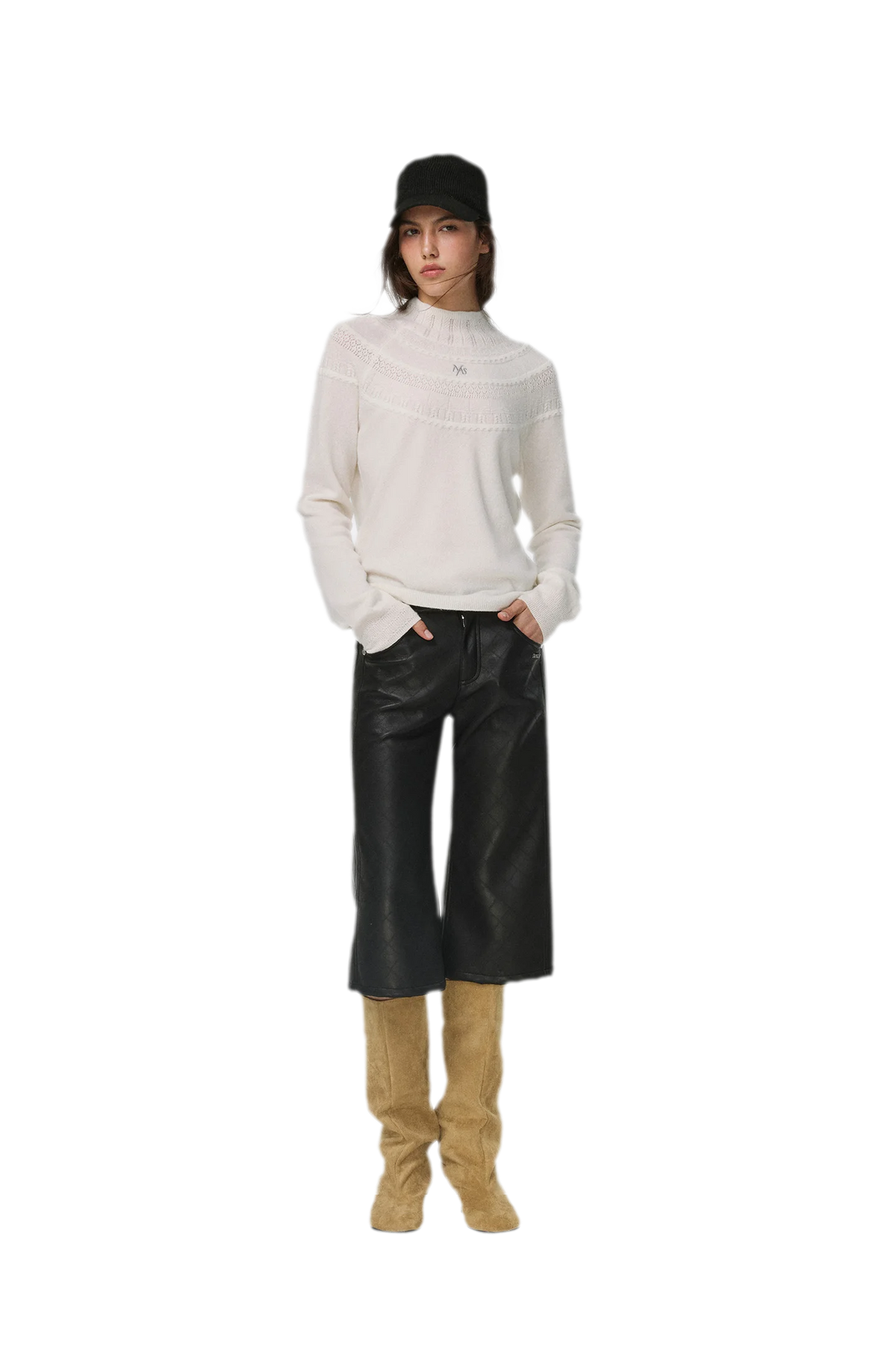 Kabelgebreide coltrui van 100% wol
