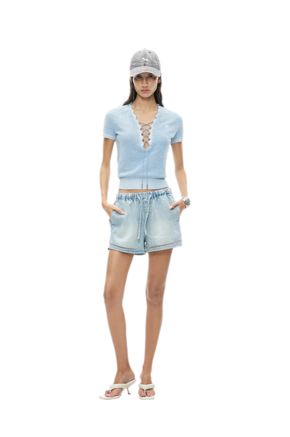 Lyocell Washed Denim Shorts