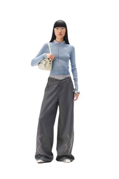 Glossy Openwork Knit Top