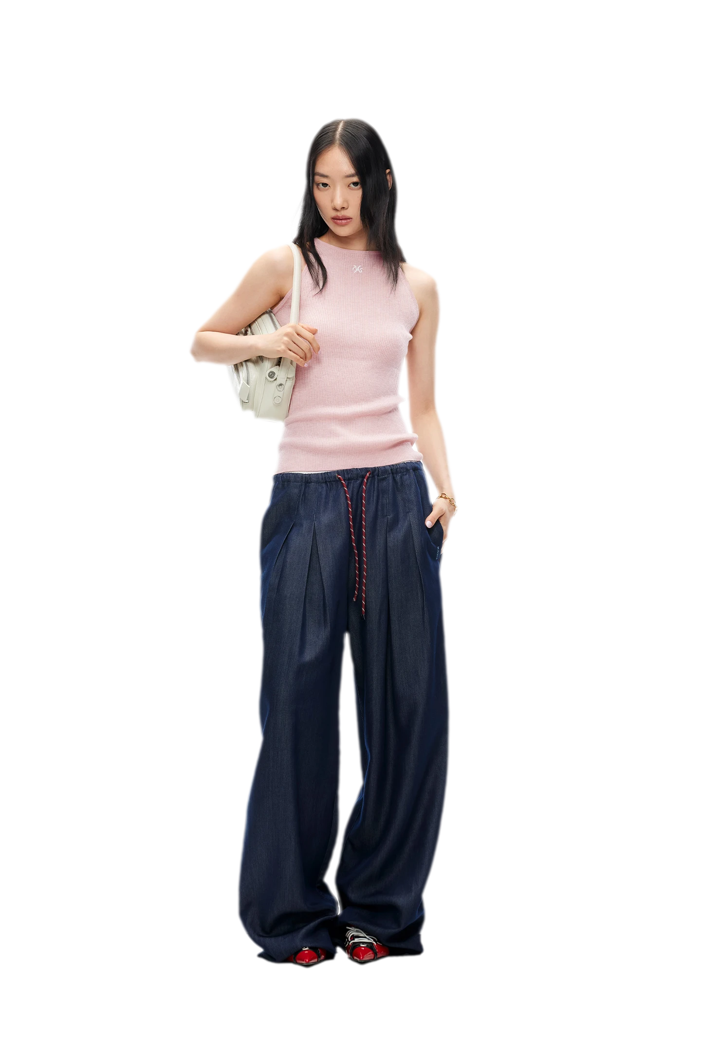 Merino Wool Ribbed Knit Tank Top