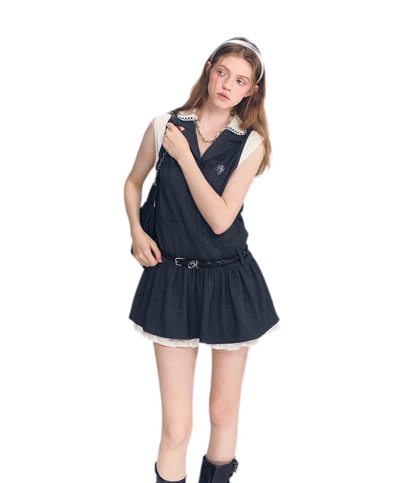 Contrast Collar Cami Dress
