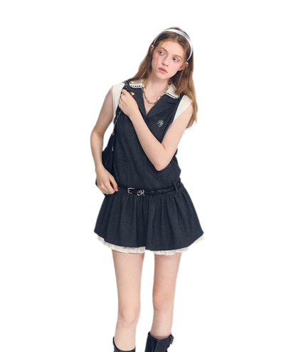Contrast Collar Cami Dress