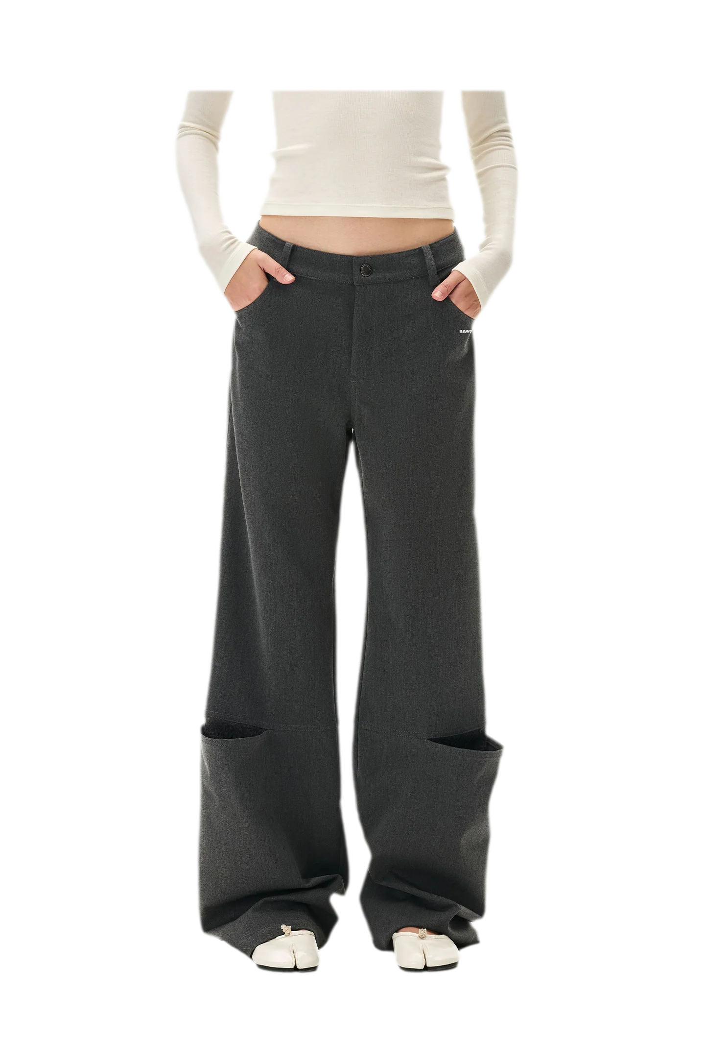 Wool Lace Low-Rise Trousers