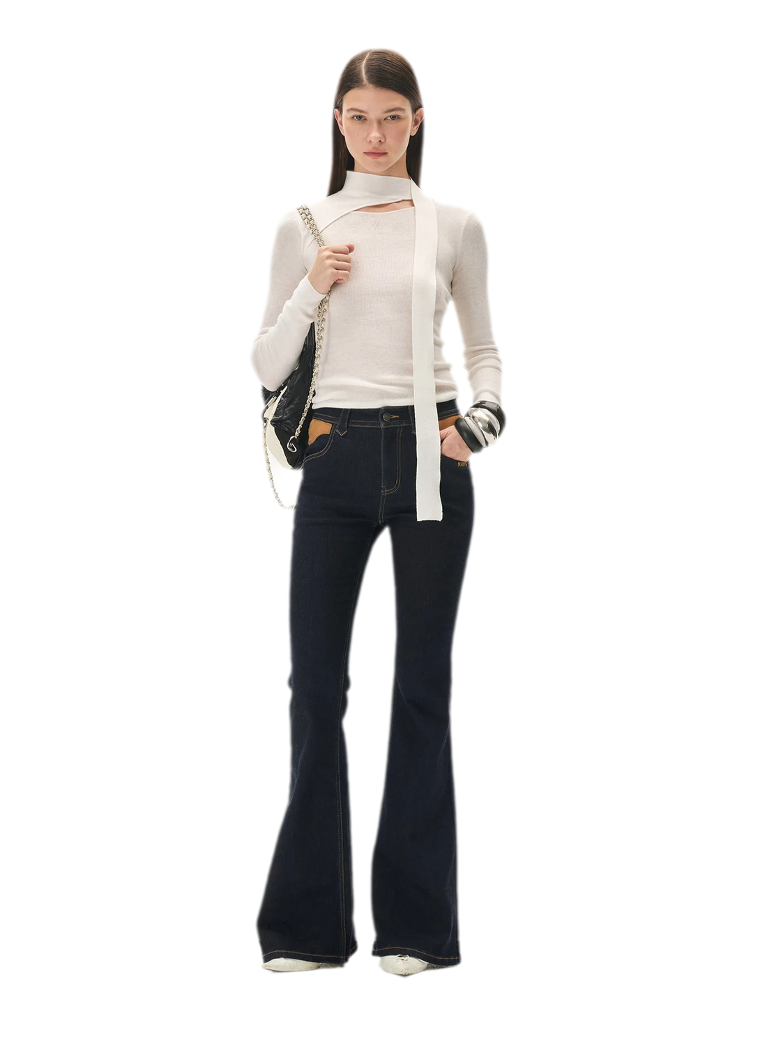 Wool Twill Slim Flare Jeans
