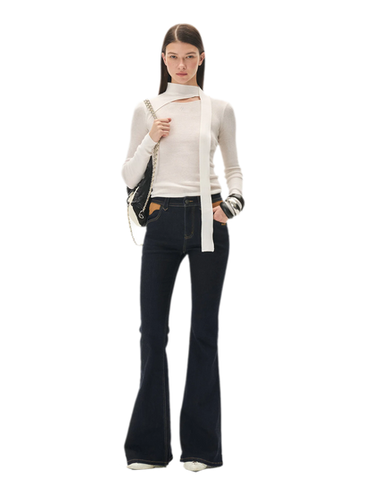 Wool Twill Slim Flare Jeans
