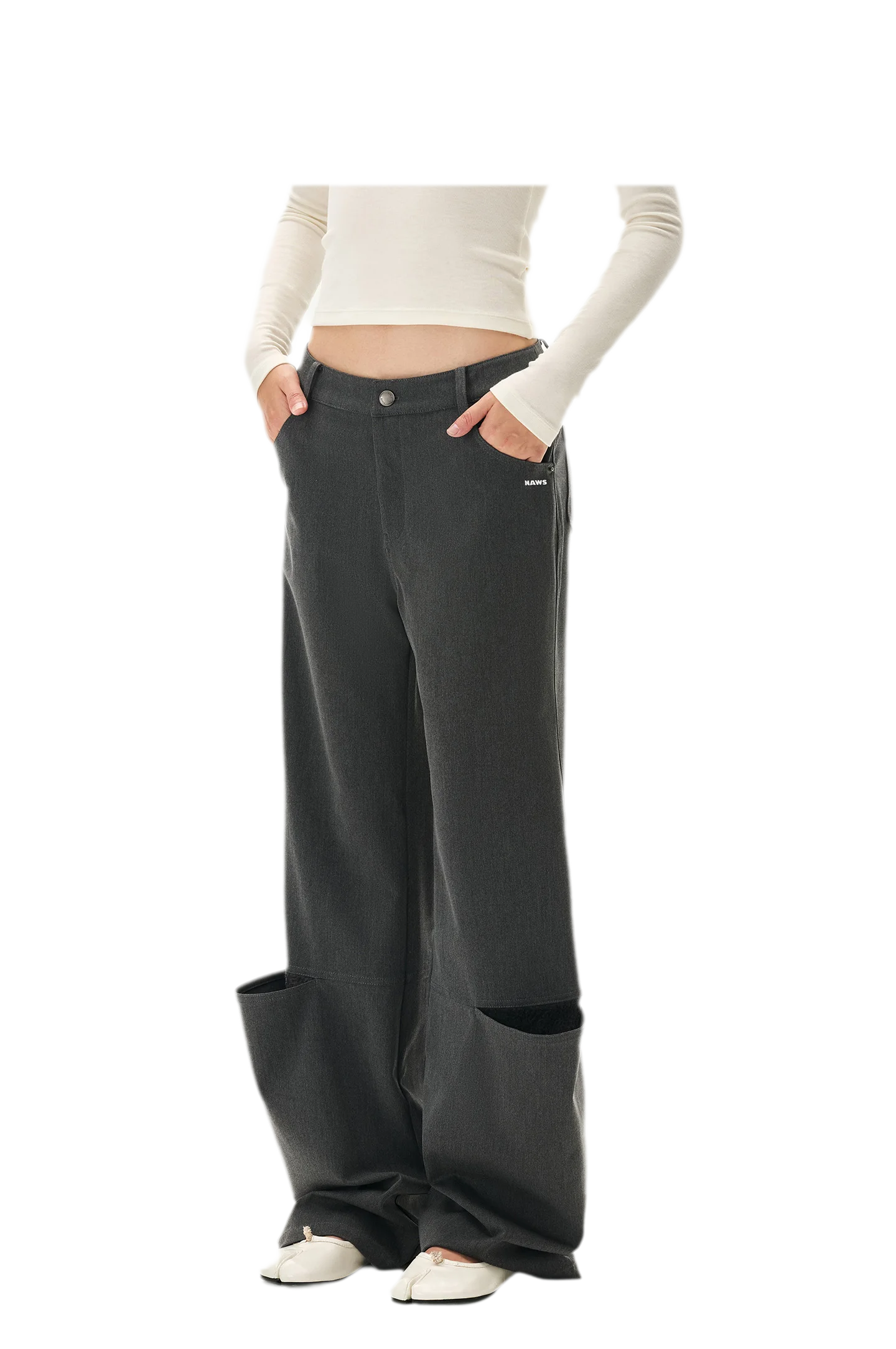 Wool Lace Low-Rise Trousers