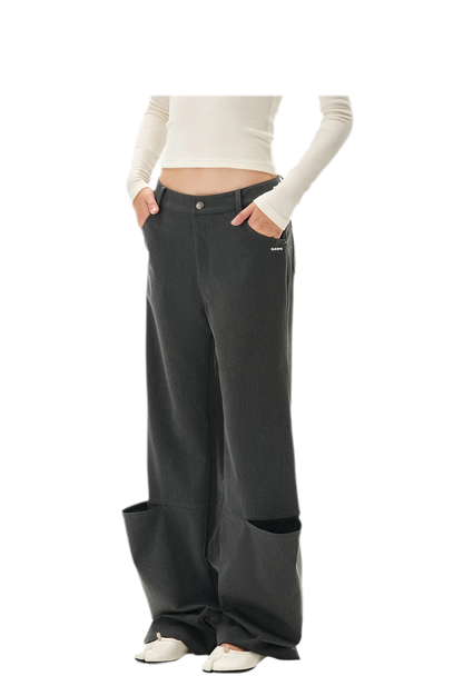 Wool Lace Low-Rise Trousers