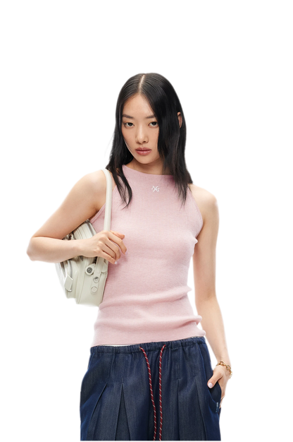 Merino Wool Ribbed Knit Tank Top