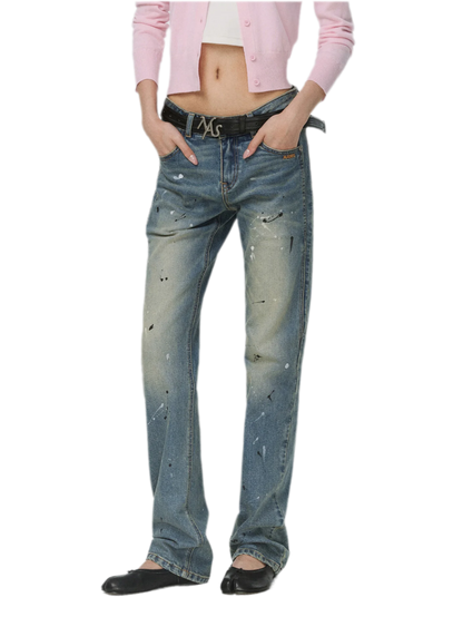 Gewaschene Distressed-Slim-Jeans