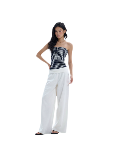 Striped Drawstring Bandeau Top
