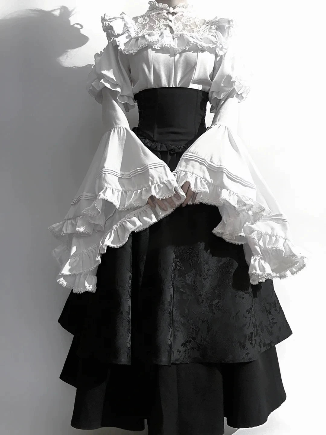 Victorian Ruffle Blouse Skirt Set