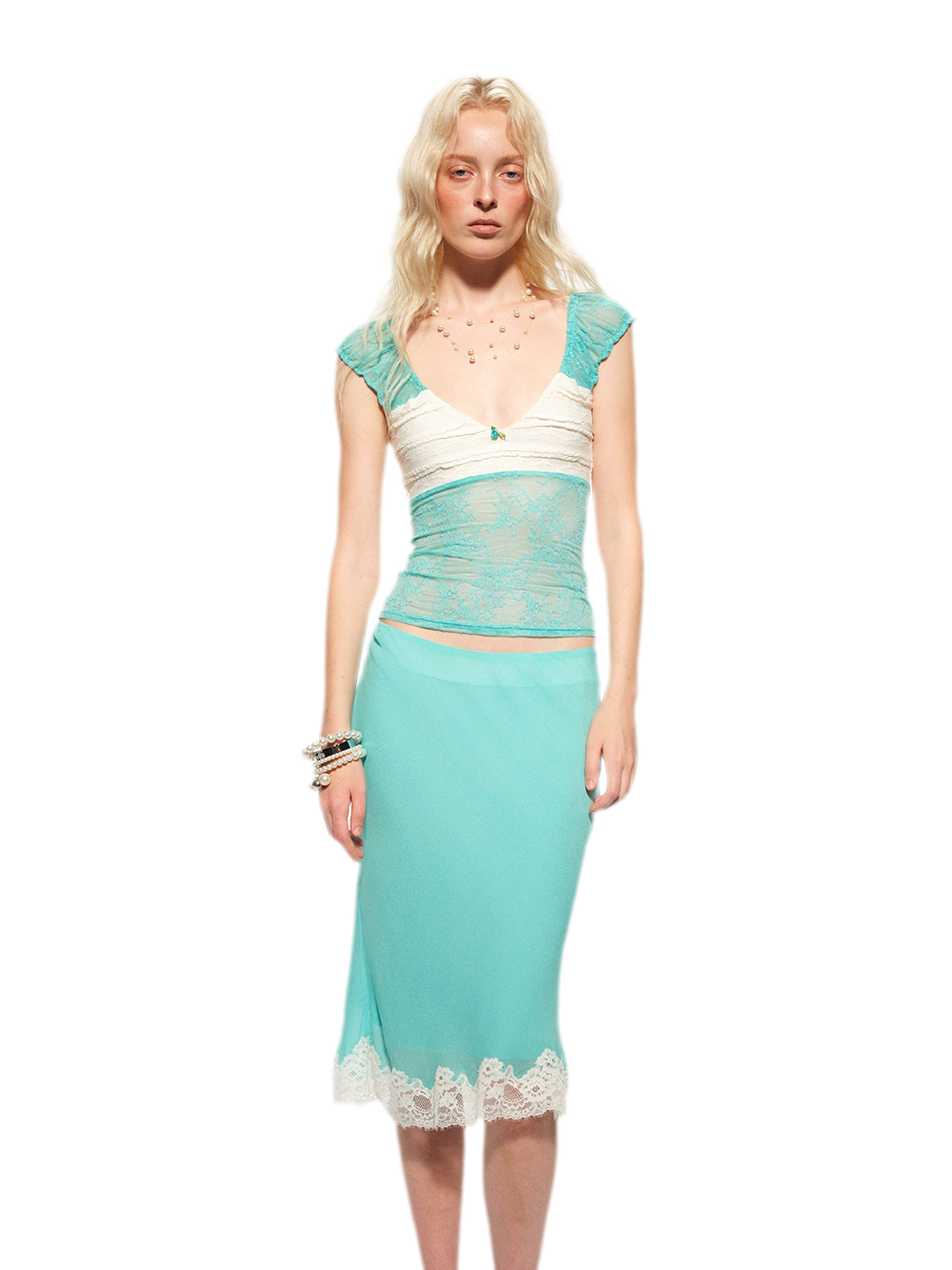 Vintage Lace V-Neck Set