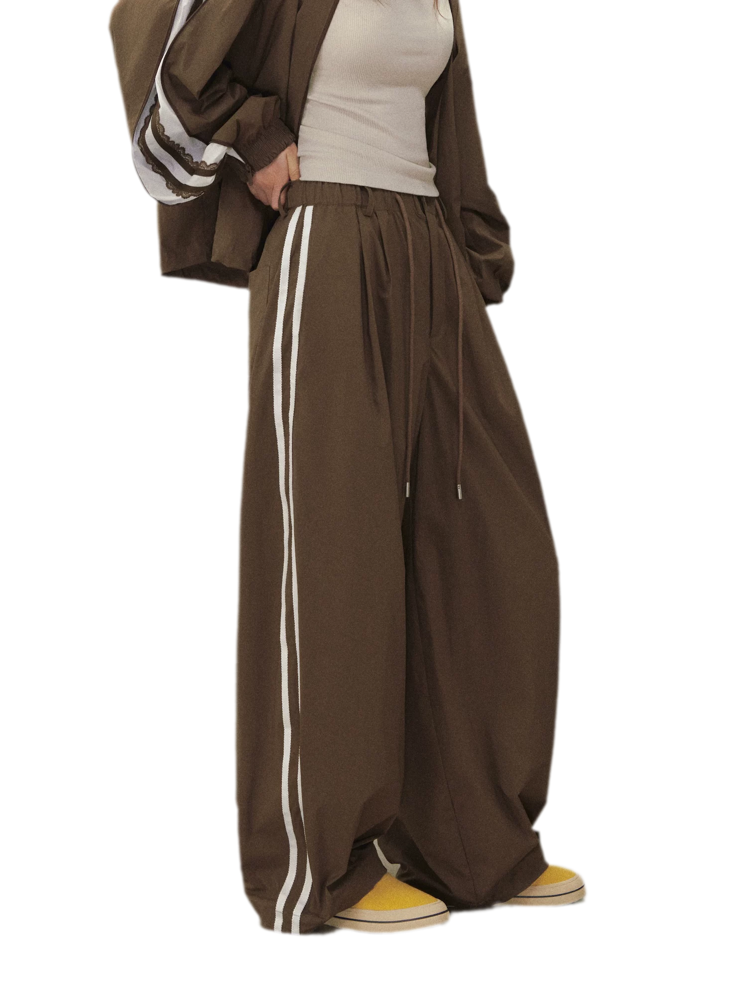 Stripe Tape Wide-Leg Pants
