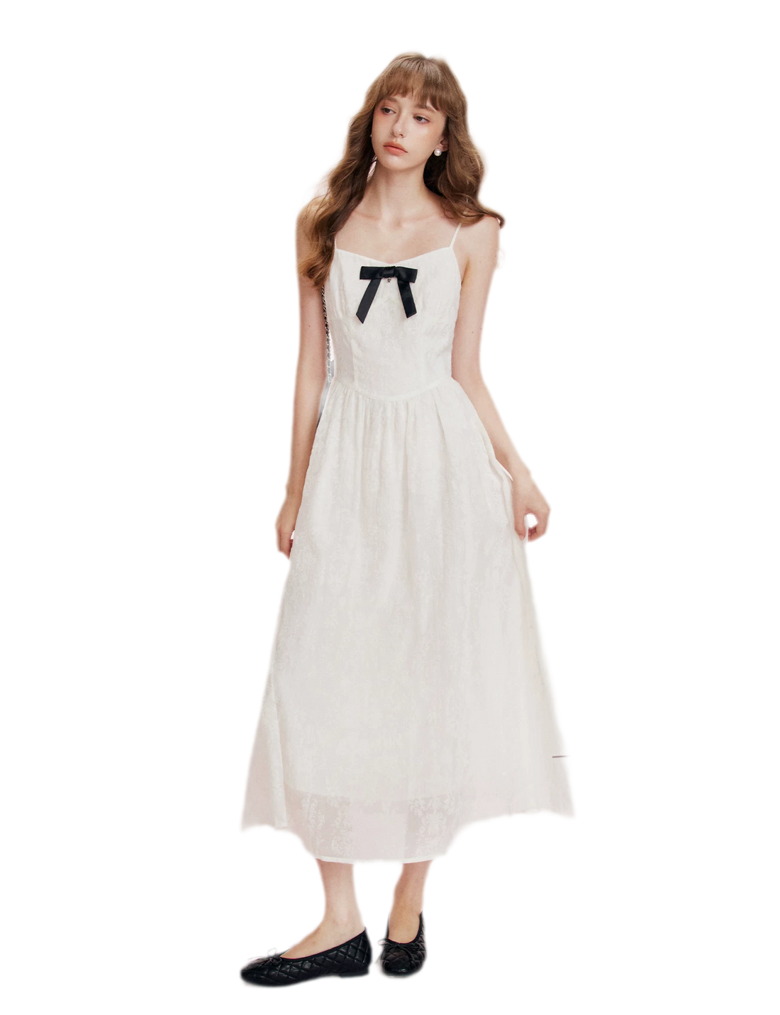 Flocked Bow Contrast Dress