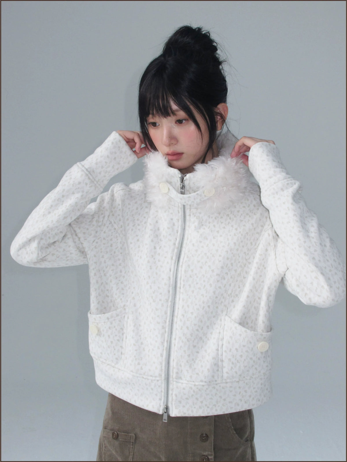 Brushed Jacquard Cropped Jacket