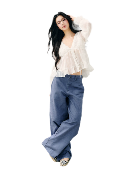 Washed Twill Cotton Pants
