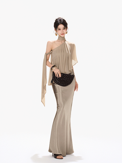 Amber Radiance Acetate Satin Mermaid Skirt