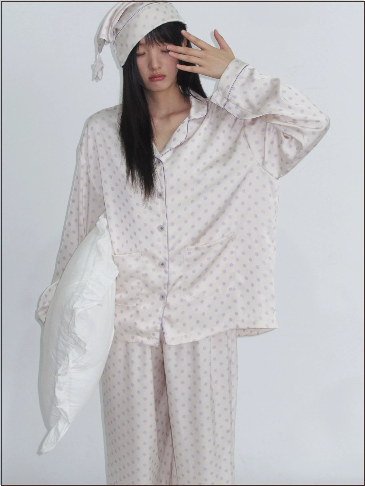 Glossy Polka Dot Pajama Set