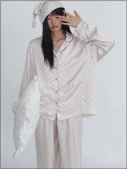 Glossy Polka Dot Pajama Set