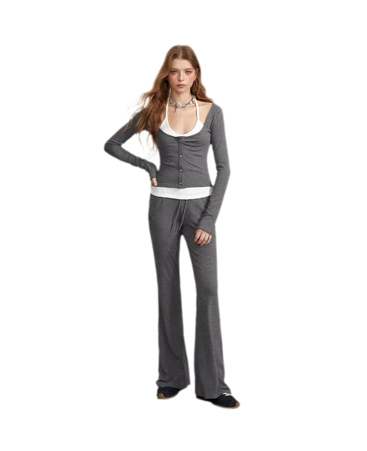 Contrast Tie Layered Pants Set