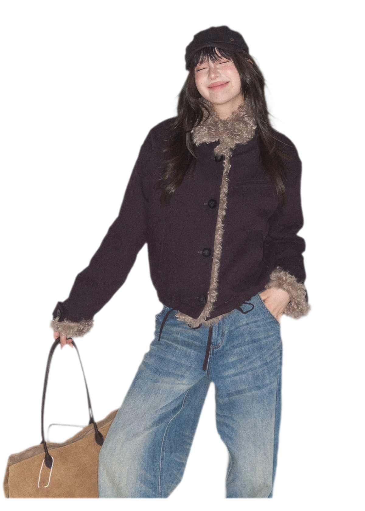 Plush Contrast Cropped Jacket