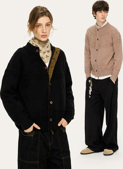 Jacquard Knit Zip Cardigan