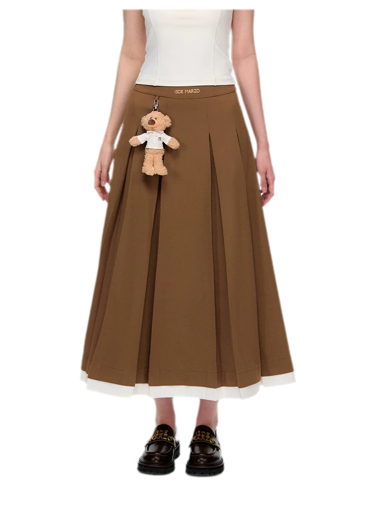 Pleated Suit Midi Skirt