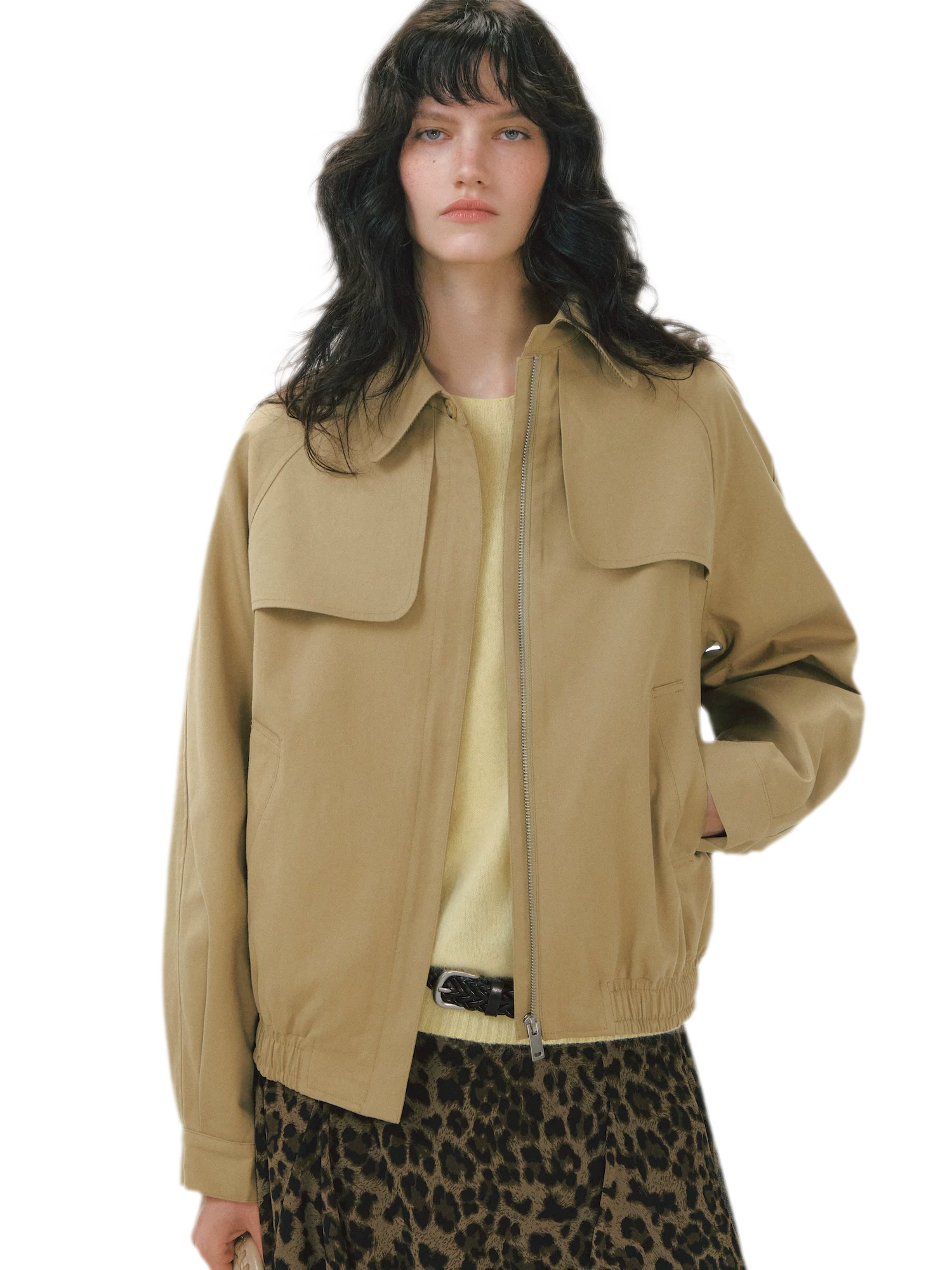 Pleated Collar Utility Jacket