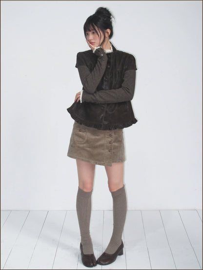 Suede Layered Flare Jacket