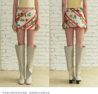 Satin Print A-line Skirt