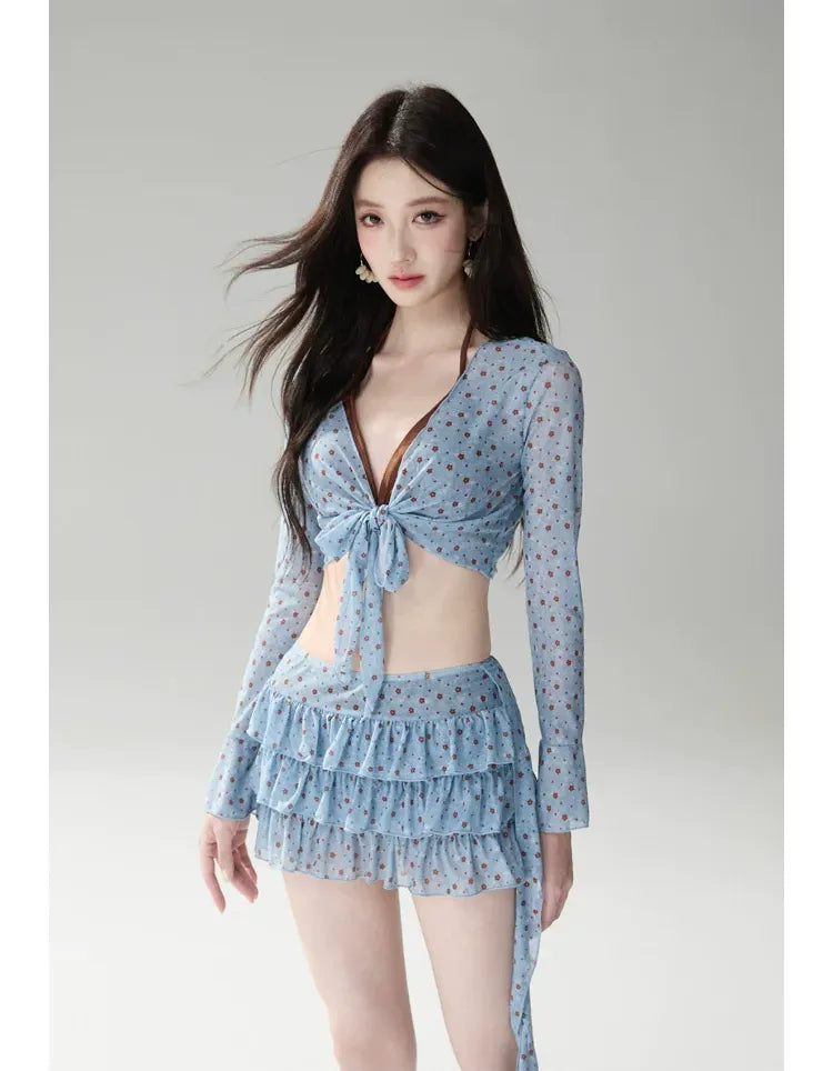 Tie-Front Layered Bikini Set