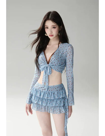 Tie-Front Layered Bikini Set