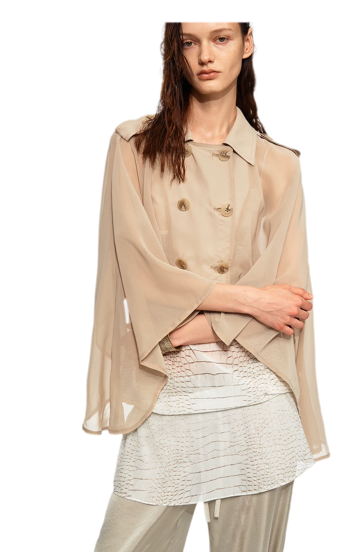 Sheer Trench Cape Top