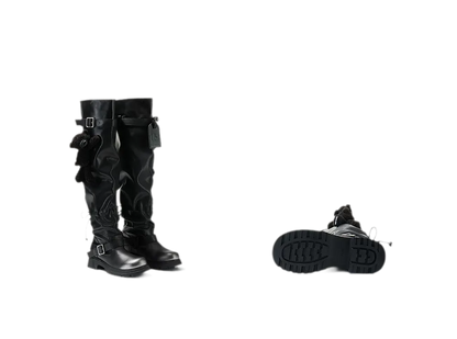 Schlaffe knielange Lederstiefel