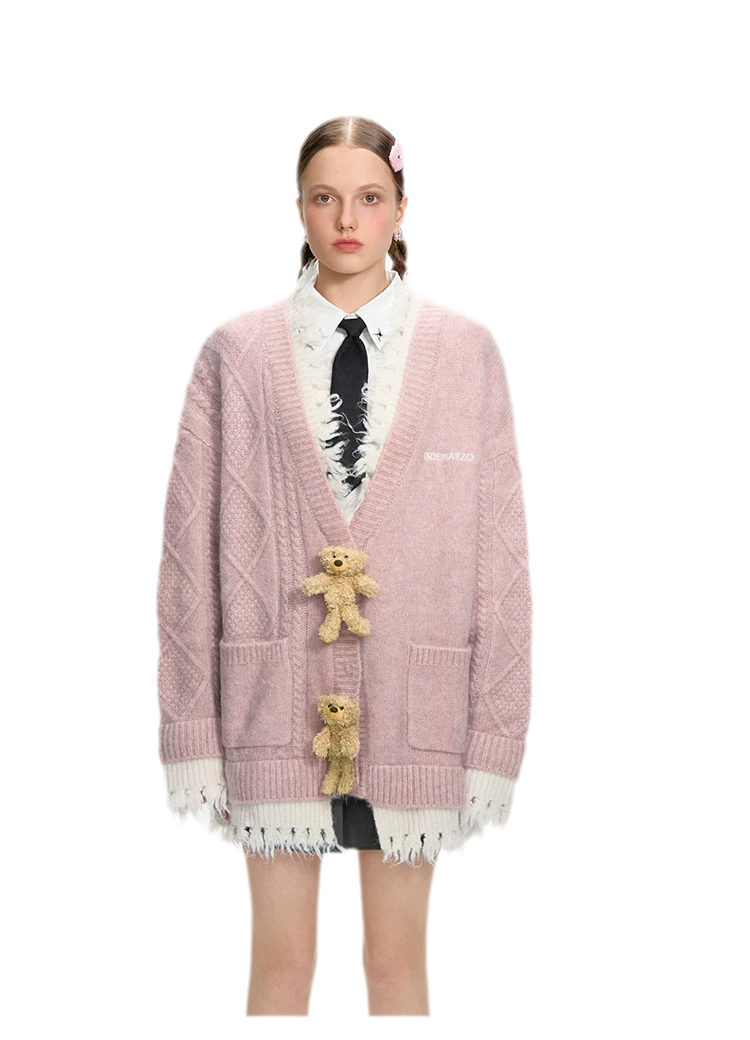 Áo cardigan gấu oversized lông xù