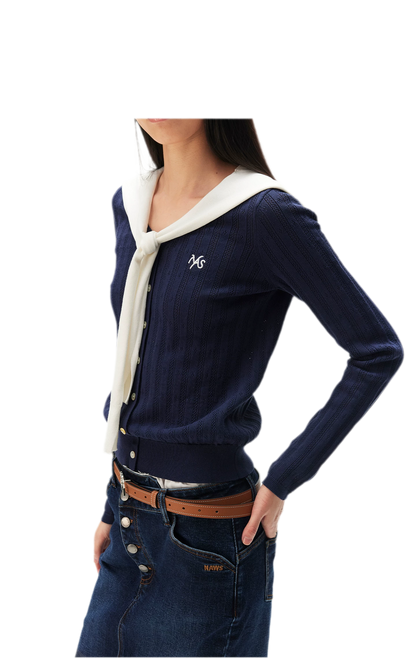 Textured Openwork Knit Cardigan