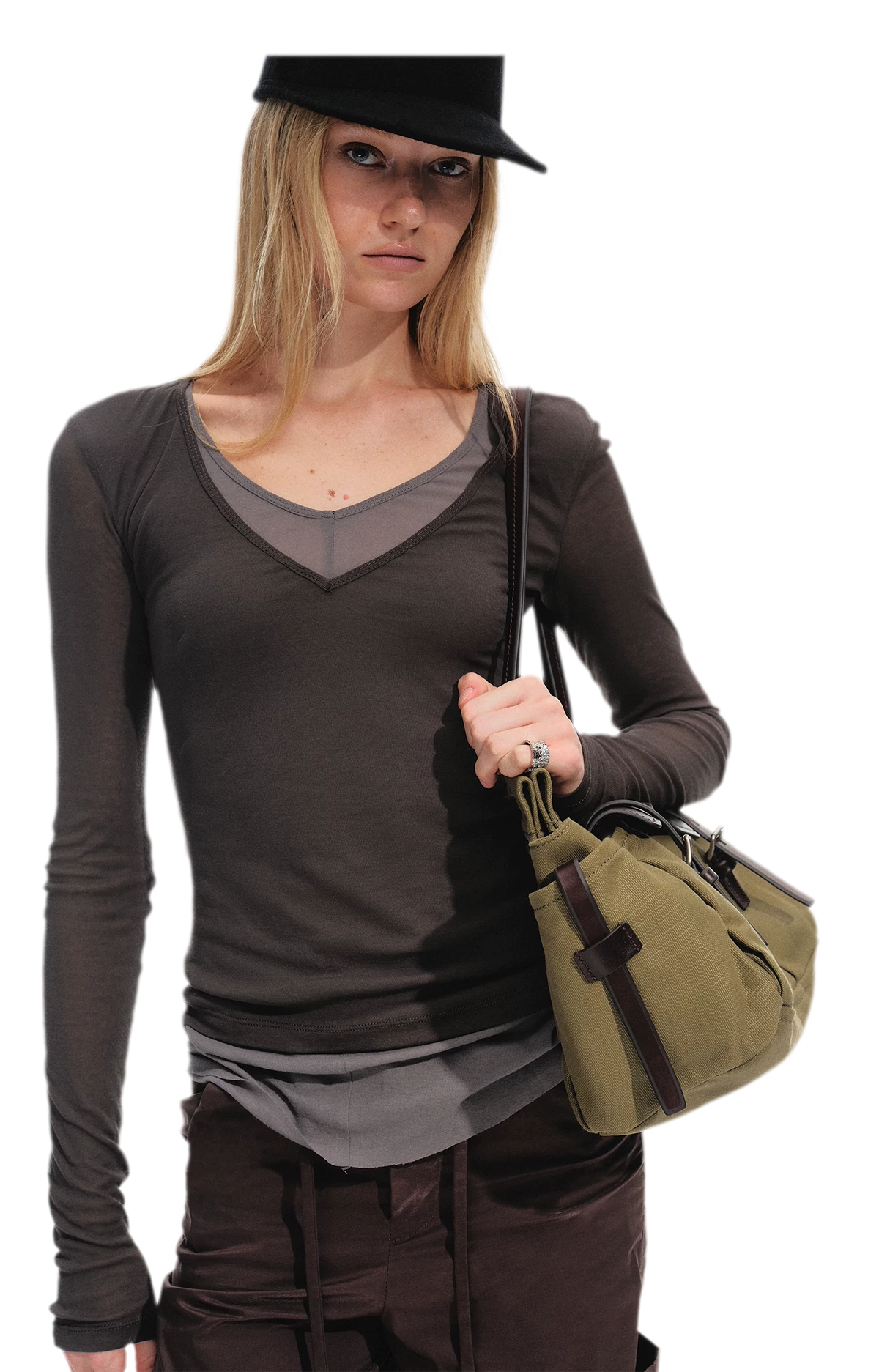 Хлопковый топ с многослойным эффектом и V-образным вырезом