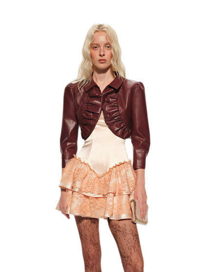 Cropped Faux Leather Jacket Dress